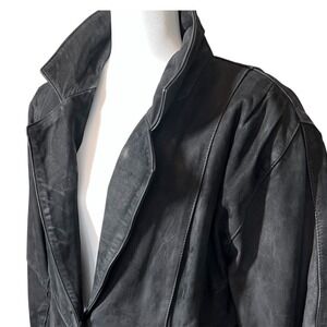 Vintage Leather Trench Coat Women's S 80's‎ Gothic Vampire Halloween Goldbergs